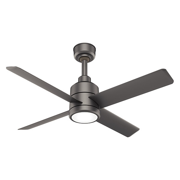 Hunter Commercial Ceiling Fan, 8 ft Blade Dia, 4 Blades, 8 Speeds, 240V AC, Silver Polly - 76041