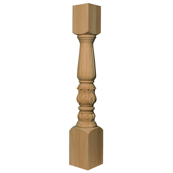 Osborne Wood Products 38 x 5 3/4 Carved Leaf Baluster in Rubberwood (paintgrade)< - 891896RW