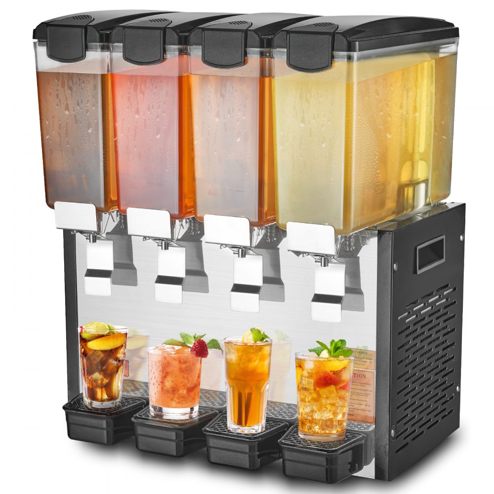 VEVOR Commercial Beverage Dispenser 10L x 4 Tanks Cold Juice Ice Drink Dispenser - SYYLJJBSJXS1VGEIJV1