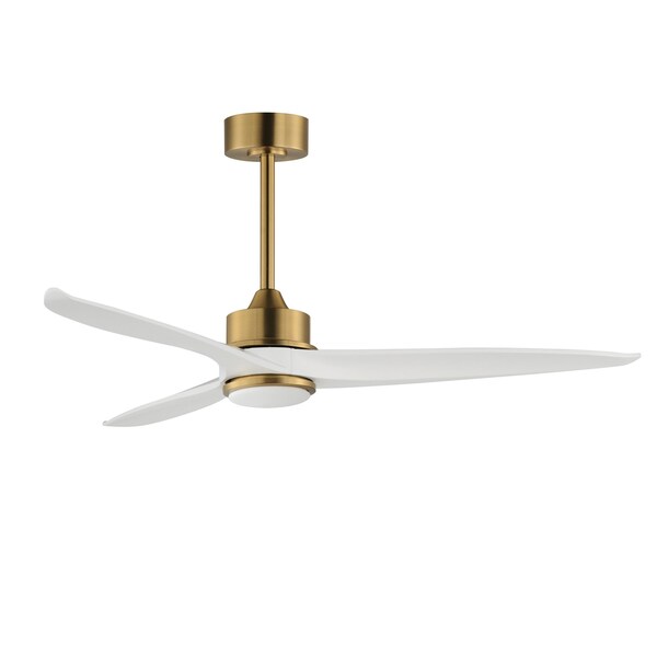 Maxim Lighting Woodwind 52'' Solid Wood Blade Fan w LED Light Kit, Natural Aged Brass - 88831NAB