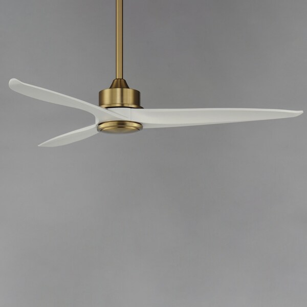Maxim Lighting Woodwind 52'' Solid Wood Blade Fan w LED Light Kit, Natural Aged Brass - 88831NAB