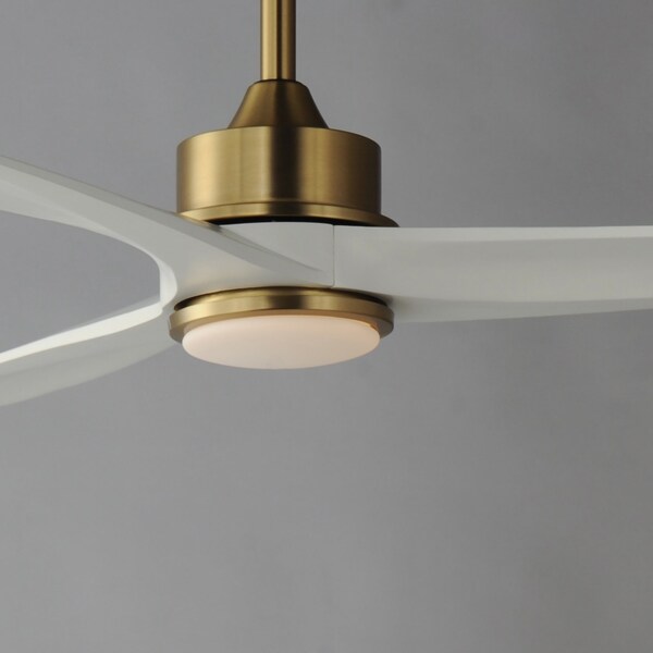 Maxim Lighting Woodwind 52'' Solid Wood Blade Fan w LED Light Kit, Natural Aged Brass - 88831NAB