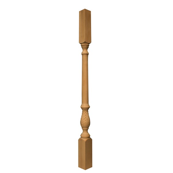 Osborne Wood Products 38 x 2 3/8 Carved Leaf Baluster in Rubberwood (paintgrade)< - 891887RW