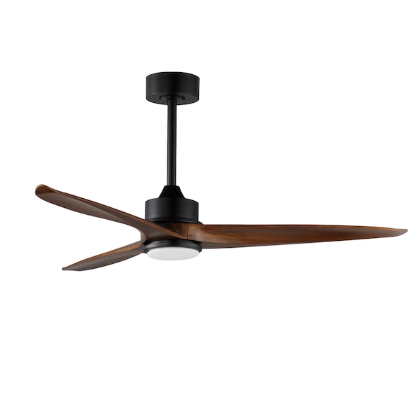 Maxim Lighting Woodwind 52'' Solid Wood Blade Fan w LED Light Kit, Black - 88831BK