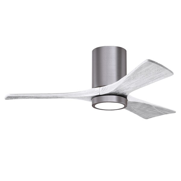 Matthews Fan Co Irene-3Hlk Three-Blade Flush Mount Paddle Fan In Brushed Pewter Finish, 832973 - IR3HLK-BP-MWH-42