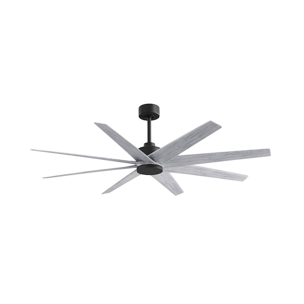 Matthews Fan Co Ariella 8-Blade Ceiling Fan In Matte Black And Barn Wood Tone Blades - AN-BK-BW-64