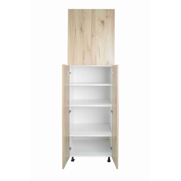 Cambridge Radiance 24 in. W x 24 in. D x 90 in. H Ready to Assemble Slab Pantry Kitchen Cabinet in Light Oak - SA-TP2490-LO-KIT