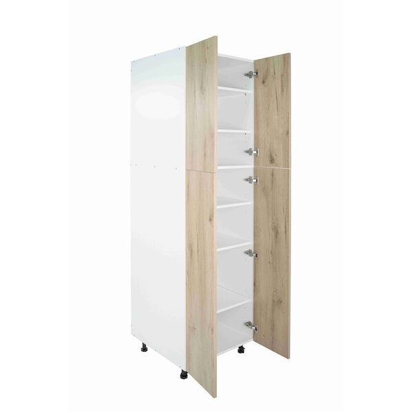 Cambridge Radiance 24 in. W x 24 in. D x 90 in. H Ready to Assemble Slab Pantry Kitchen Cabinet in Light Oak - SA-TP2490-LO-KIT