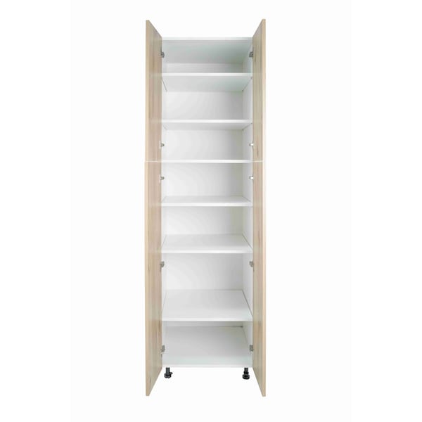 Cambridge Radiance 24 in. W x 24 in. D x 90 in. H Ready to Assemble Slab Pantry Kitchen Cabinet in Light Oak - SA-TP2490-LO-KIT