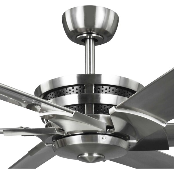 Progress Lighting Huff Collection Indoor/Outdoor 96" Six-Blade Brshed Nickel Ceiling Fan - P250030-009