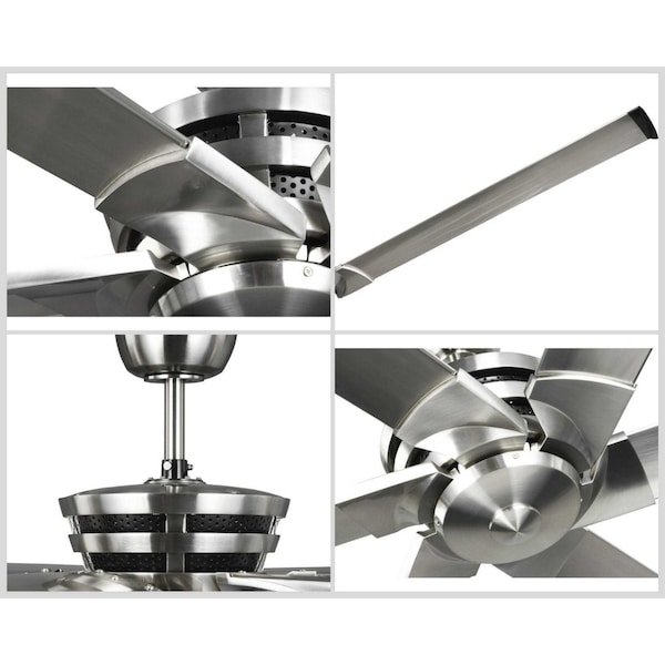 Progress Lighting Huff Collection Indoor/Outdoor 96" Six-Blade Brshed Nickel Ceiling Fan - P250030-009