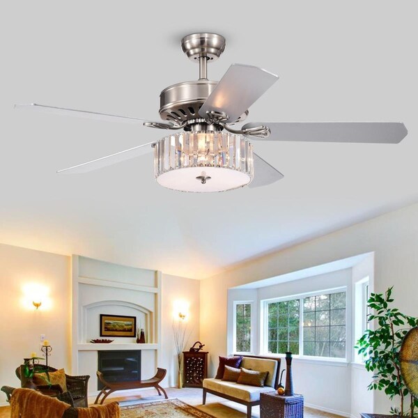 Warehouse Of Tiffany CFL-8174REMO-SN 52 in. Kimalex Indoor Remote Controlled Ceiling Fan with Light Kit, Silver - CFL-8174REMO/SN