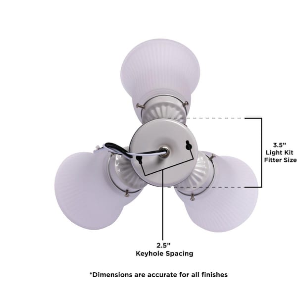 Westinghouse Ceiling Fan -Light Kit 3Lgt Cluster, Antique Brass Frosted Ribbed Glass - 7784800