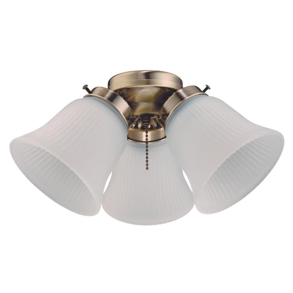 Westinghouse Ceiling Fan -Light Kit 3Lgt Cluster, Antique Brass Frosted Ribbed Glass - 7784800