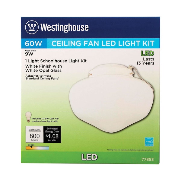 Westinghouse Westinghouse Semi-Gloss White Schoolhouse Ceiling Fan Light Kit - 77853