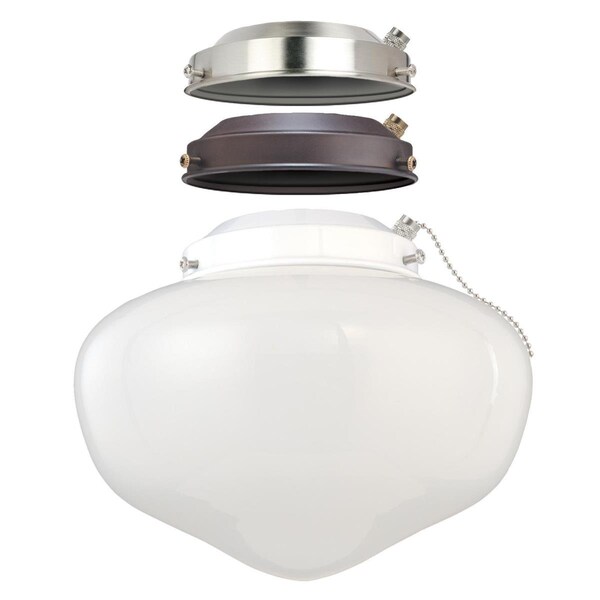 Westinghouse Ceiling Fan -Light Kit LED Schoolhouse 3/1 White Brshd Nkl ORB Wh Opl Glass - 7785200