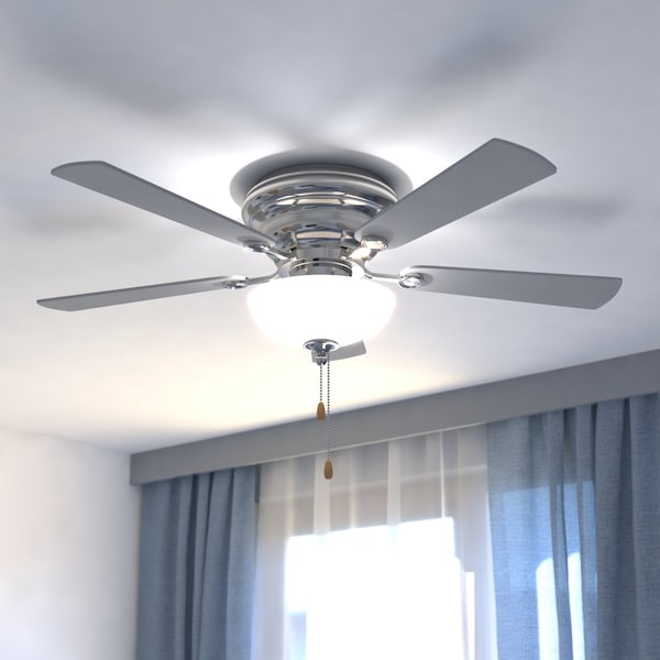 Vaxcel Expo 42 inch Flush Mount Satin Nickel Ceiling Fan with LED Light Kit - F0023