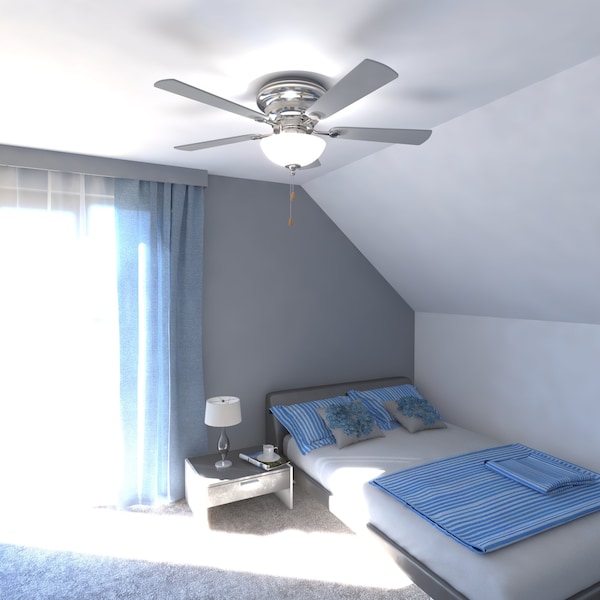 Vaxcel Expo 42 inch Flush Mount Satin Nickel Ceiling Fan with LED Light Kit - F0023