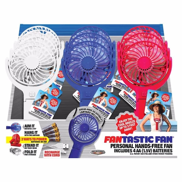 Blazing Ledz Blazing LEDz Fantastic Fan Hands Free Personal Fan Plastic 1 pk - 702532