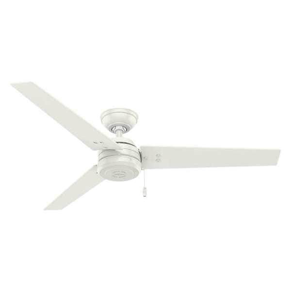 Hunter Indoor/Outdoor Ceiling Fan, 52 in Blade Dia, 3 Blades, 3 Speeds, 120, Fresh White - 59263