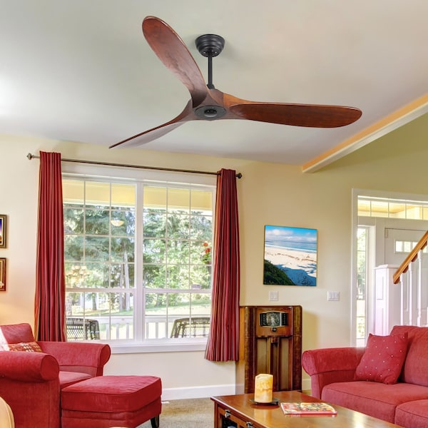 Bansa Rose 52in Black Indoor/Outdoor Ceiling Fan, Remote with Timer, 3 Blade - XY-M5203DC
