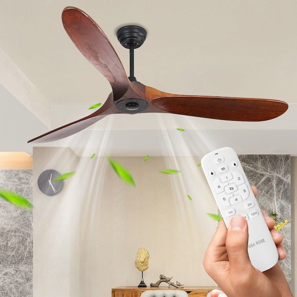 Bansa Rose 52in Black Indoor/Outdoor Ceiling Fan, Remote with Timer, 3 Blade - XY-M5203DC