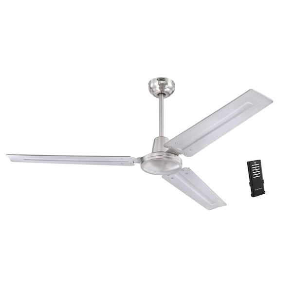 Westinghouse Jax Industrial-Style 56" 3-Blade Nickel Indoor Ceiling Fan, Remote - 7238100
