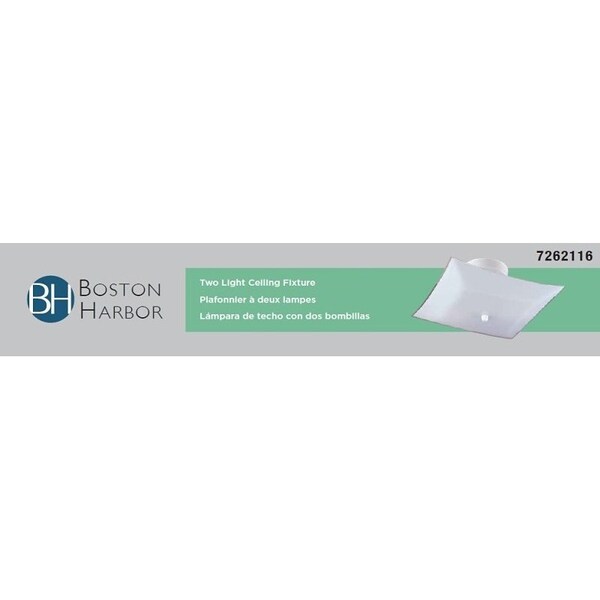 Boston Harbor Ceiling Light Fixture, 2Lamp, CFL Lamp, White Fixture - F98WH02-12643L