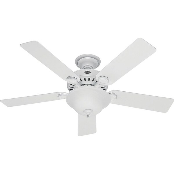 Hunter Ceiling Fan, 5Blade, BeechWhite Blade, 52 in Sweep, 3Speed, With Lights Yes - 53251/28722