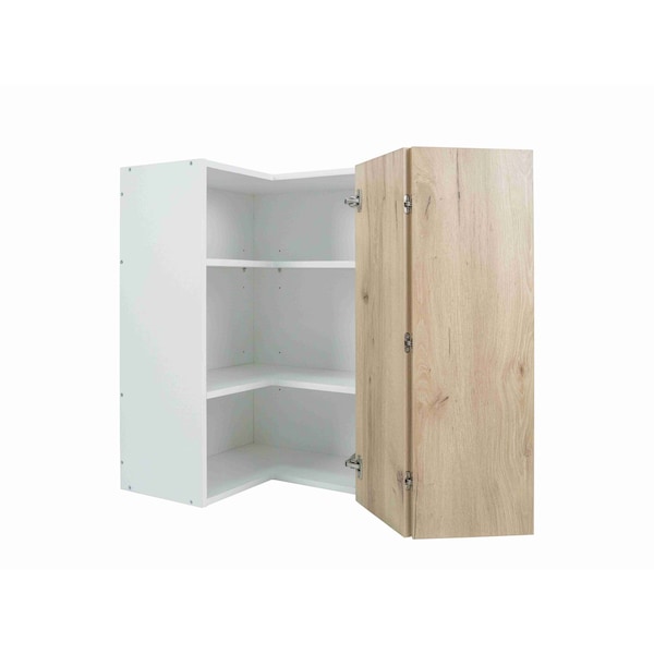 Cambridge Radiance 24in Wx12in Dx36in H Ready to Assemble Slab Corner Diagonal Kitchen Cabinet in Light Oak - SA-WC2436-LO-KIT