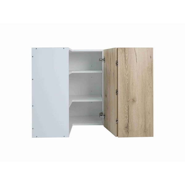 Cambridge Radiance 24in Wx12in Dx30in H Ready to Assemble Slab Corner Diagonal Kitchen Cabinet in Light Oak - SA-WC2430-LO-KIT