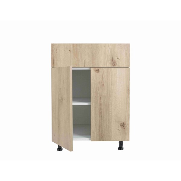 Cambridge Radiance 27 in. W x 24 in. D x 34.50 in. H Ready to Assemble Slab Base Kitchen Cabinet in Light Oak - SA-B27-LO-KIT