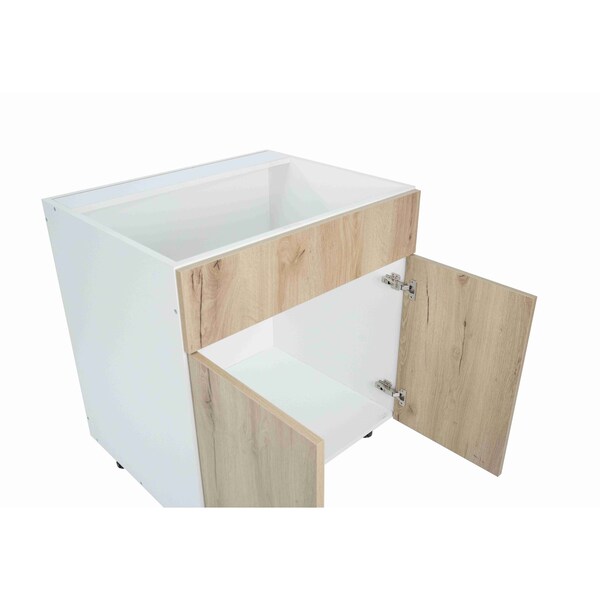 Cambridge Radiance 30in Wx24in Dx34.50in H Ready to Assemble Slab Sink Base Kitchen Cabinet in Light Oak - SA-SB30-LO-KIT