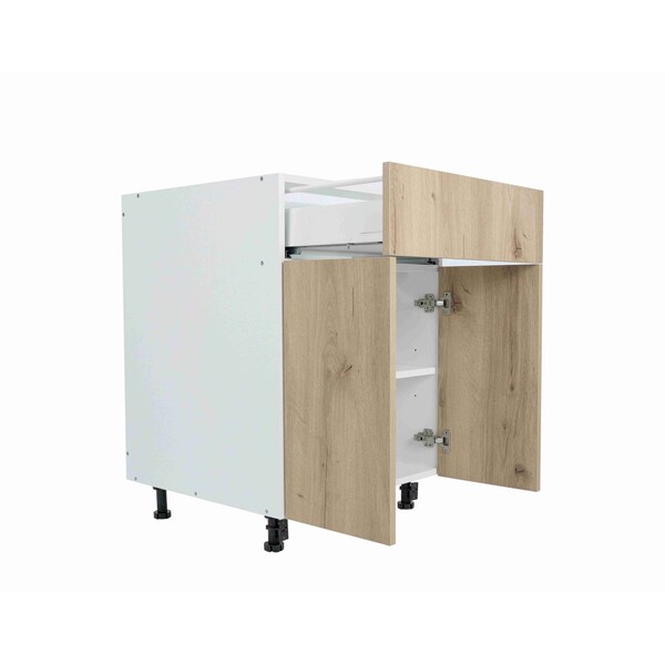 Cambridge Radiance 33 in. W x 24 in. D x 34.50 in. H Ready to Assemble Slab Base Kitchen Cabinet in Light Oak - SA-B33-LO-KIT