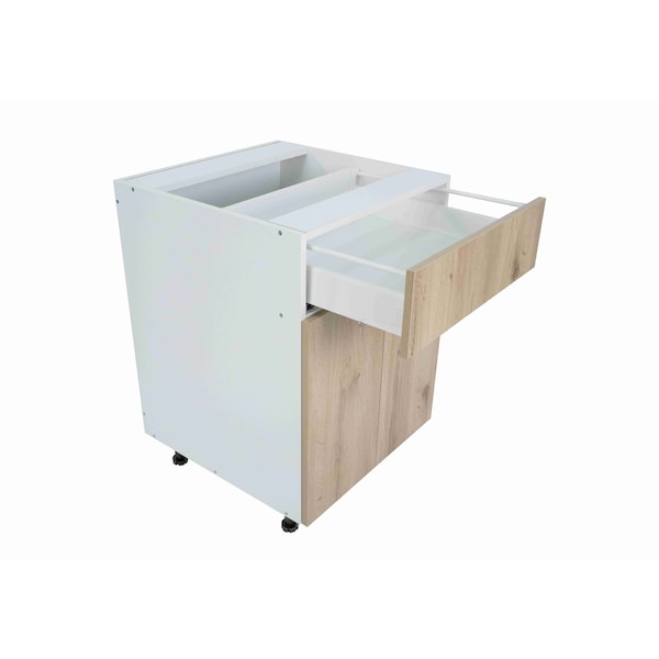 Cambridge Radiance 33 in. W x 24 in. D x 34.50 in. H Ready to Assemble Slab Base Kitchen Cabinet in Light Oak - SA-B33-LO-KIT
