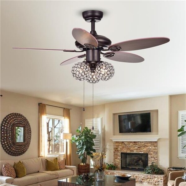 Warehouse Of Tiffany Warehouse of Tiffany CFL-8279BR 42 in. Casimer 3-Light Indoor Hand Pull Chain Ceiling Fan; Bronze - CFL-8279BR