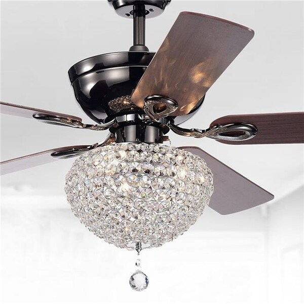Warehouse Of Tiffany Warehouse of Tiffany CFL-8176CH 52 in. Taliko 3-Light Indoor Hand Pull Chain Ceiling Fan; Black - CFL-8176CH