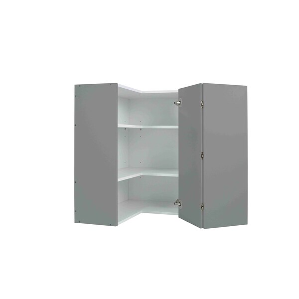 Cambridge Radiance 24in Wx12in Dx36in H Ready to Assemble Slab Corner Diagonal Kitchen Cabinet in Matte Grey - SA-WC2436-MG-KIT