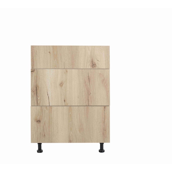 Cambridge Radiance 15in Wx24in Dx34.50in H Ready to Assemble Slab Drawer Base Kitchen Cabinet in Light Oak - SA-DB15-LO-KIT