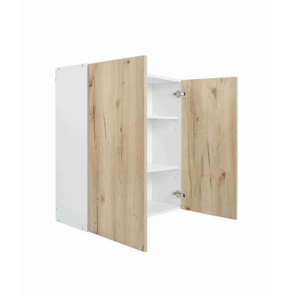 Cambridge Radiance 30 in. W x 12 in. D x 36 in. H Ready to Assemble Slab Wall Kitchen Cabinet in Light Oak - SA-W3036-LO-KIT