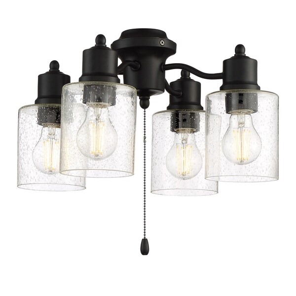 Craftmade 4 Light Universal Light Kit In Flat Black With Clear seeded Glass., 725557 - LK403107-FB-LED