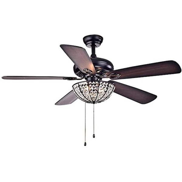 Warehouse Of Tiffany Warehouse of Tiffany CFL-8167BL 52 in. Hannele 3-Light Indoor Hand Pull Chain Ceiling Fan; Black - CFL-8167BL
