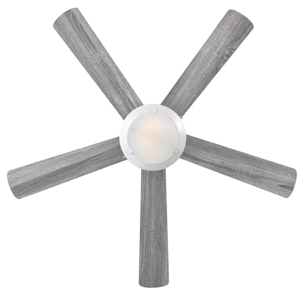 Westinghouse Ceiling Fan Indoor 52In Comet DmLED White Rvrs 5-Bld RstBrch/Gpht Frost Glass - 7305500