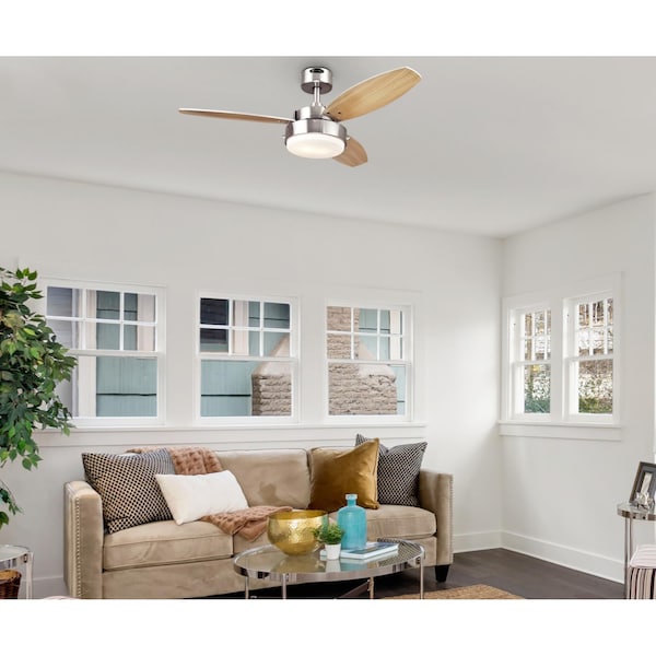 Westinghouse Alloy 42" 3-Blade Nickel Indoor Ceiling Fan w/LED Light Fixture - 7221600