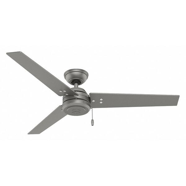 Hunter Decorative Ceiling Fan, 52 in Blade Dia, 3 Blades, 3 Speeds, 120V AC, Matte Silver - 59262