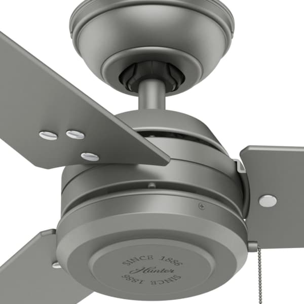 Hunter Decorative Ceiling Fan, 52 in Blade Dia, 3 Blades, 3 Speeds, 120V AC, Matte Silver - 59262