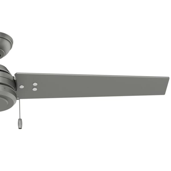 Hunter Decorative Ceiling Fan, 52 in Blade Dia, 3 Blades, 3 Speeds, 120V AC, Matte Silver - 59262