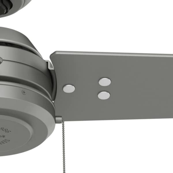 Hunter Decorative Ceiling Fan, 52 in Blade Dia, 3 Blades, 3 Speeds, 120V AC, Matte Silver - 59262