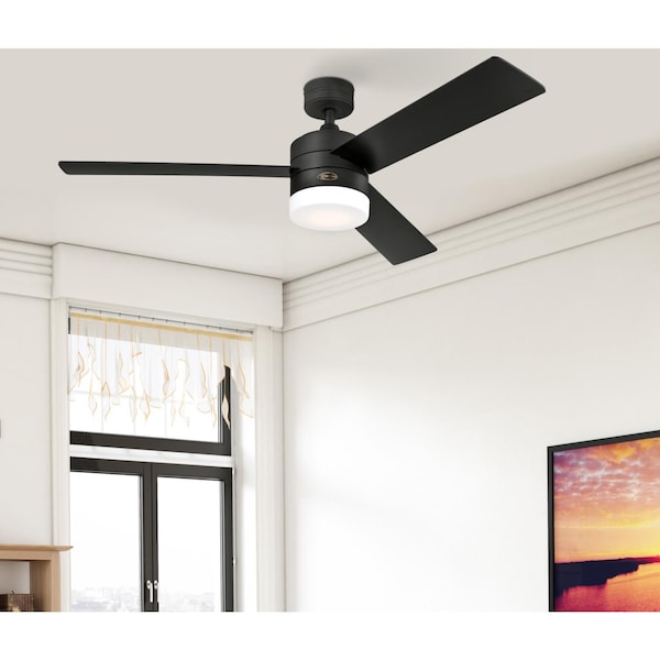 Westinghouse Alta Vista 52" 3-Blade Matte Black Indoor Ceiling Fan w/Dimmable LED - 7205900