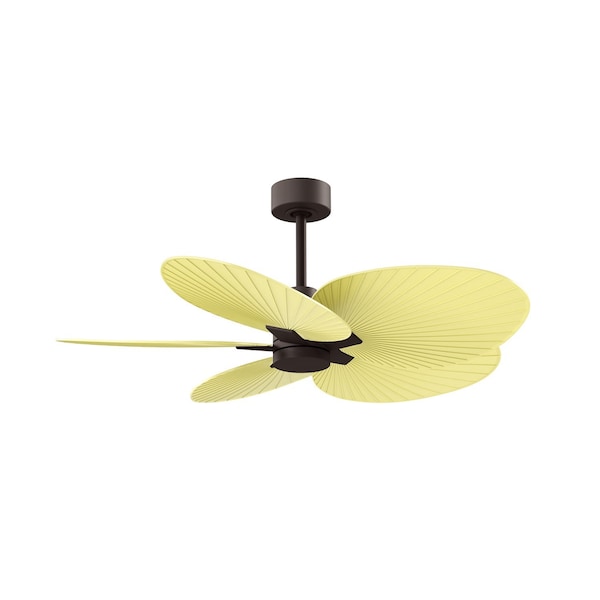 Matthews Fan Co Alessandra Tropical 5-Blade Ceiling Fan In Textured Bronze And Light Yellow Blad - AKTP-TB-YE